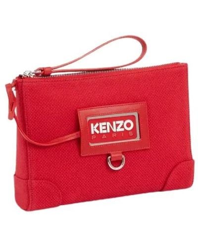 KENZO Pochette rossa ispirata ai viaggi con porta badge - Rosso