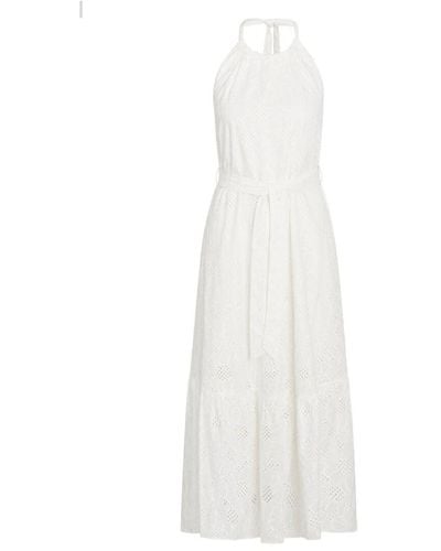 Bruuns Bazaar Vestido blanco de encaje con cuello halter