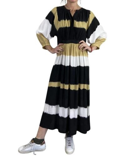 Ba&sh Tricolor langes kleid runder ausschnitt - Schwarz