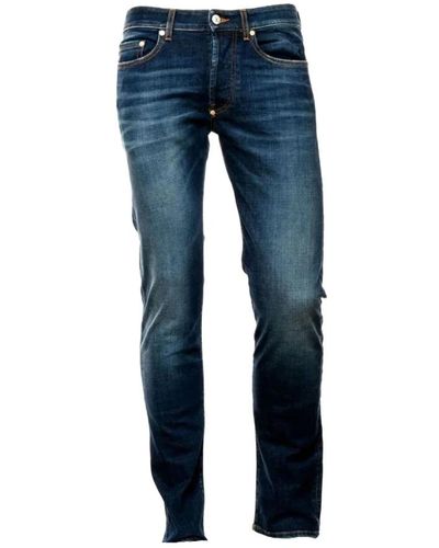 Blauer Sandgestrahlte slim-fit jeans - Blau
