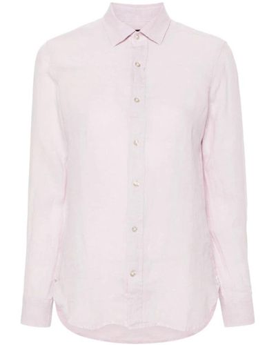 Peuterey Camisa lila de lino con cierre de botones - Rosa