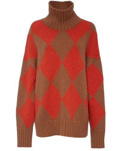 La DoubleJ Cálido suéter argyle de alpaca - Rojo