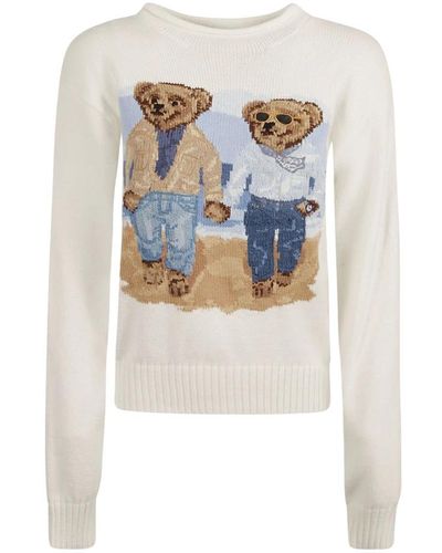 Ralph Lauren Weiße polo bear strick sweatshirt