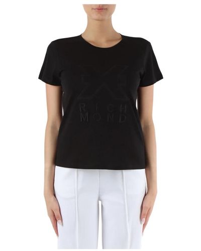 RICHMOND Camiseta de algodón bordada - Negro