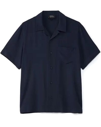 A.P.C. Short Sleeve Shirts - Blue