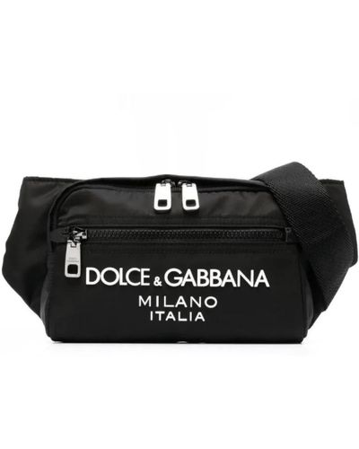 Dolce & Gabbana Geprägte logo gürteltasche, schwarzer lederrand