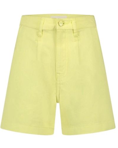 FABIENNE CHAPOT Clásicos pantalones cortos de algodón con cierre de botón - Amarillo