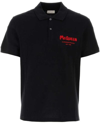 Alexander McQueen Schwarzes piquet polo shirt