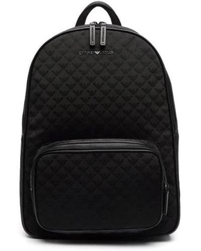 Emporio Armani All Over Jacquard Logo Backpack - Black