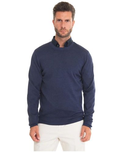 Fay Pullover slim fit stone washed - Blu