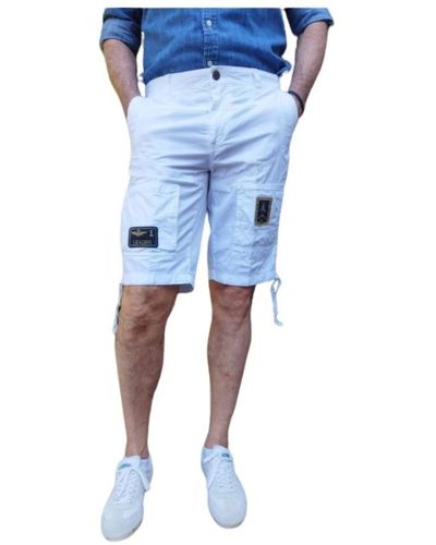 Aeronautica Militare Bermuda-shorts aus baumwolle mit militärisch inspirierten taschen - Blau
