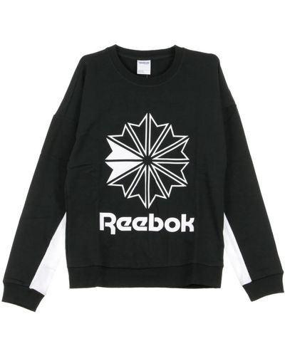 Reebok Schwarzer crewneck sweatshirt mit großem logo