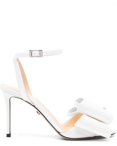 Mach & Mach Weiße satin-sandalette mit runder spitze - Mettallic
