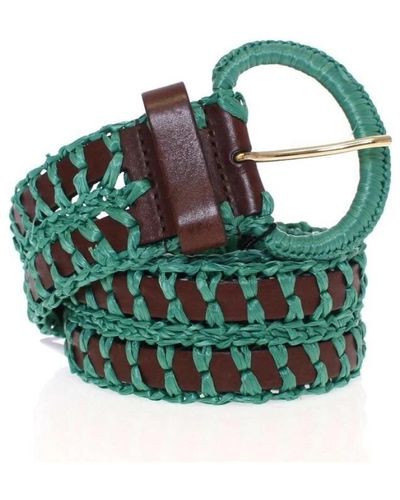 Dolce & Gabbana Cintura in vita in pelle intrecciata di rafia verde