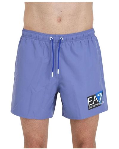 EA7 Lila badehose mit logoaufdruck - Blau