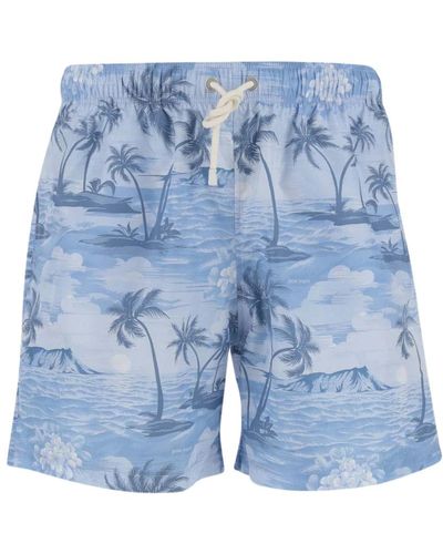 Palm Angels Strandbekleidung mit grafikdruck für männer - Blau