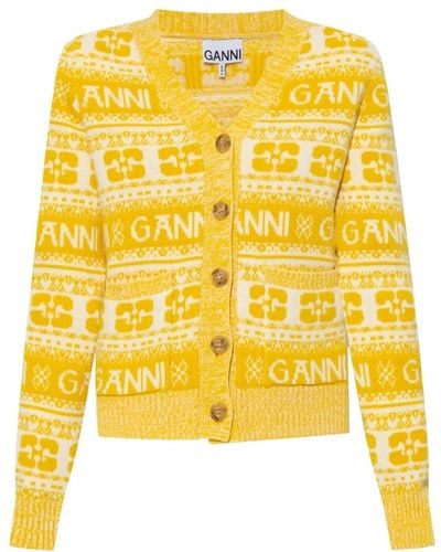 Ganni Woll-Cardigan - Gelb