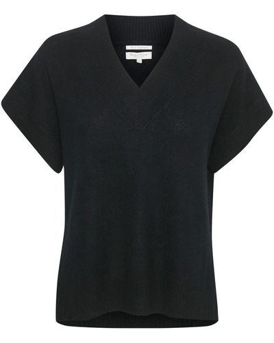 Part Two Jersey negro con mangas cortas y cuello redondo