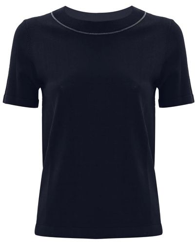 Kocca T-shirt con dettaglio brillante sul girocollo - Blu