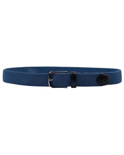 Paul & Shark Cintura elastica intrecciata con rifiniture in pelle - Blu