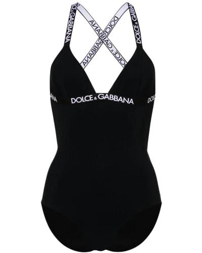 Dolce & Gabbana Abbigliamento mare nero con schiena aperta