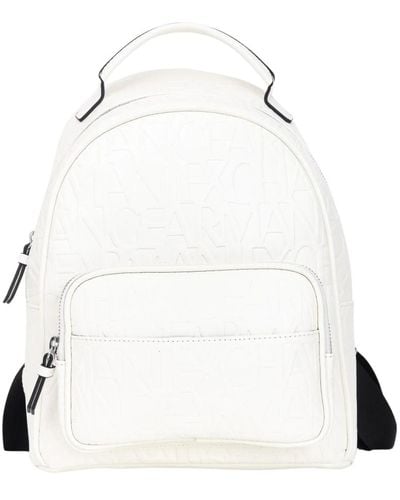 Armani Exchange Weißer rucksack mit geprägtem logo