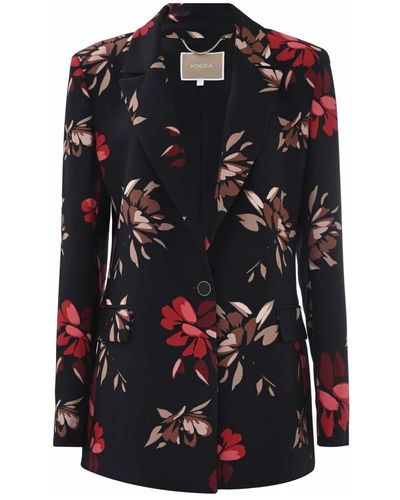 Kocca Elegante blazer floral con hombros acolchados - Negro