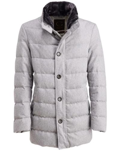 Gimo's Men heavy jacket in quilted water resistant light grey cashmere and wool - Grigio