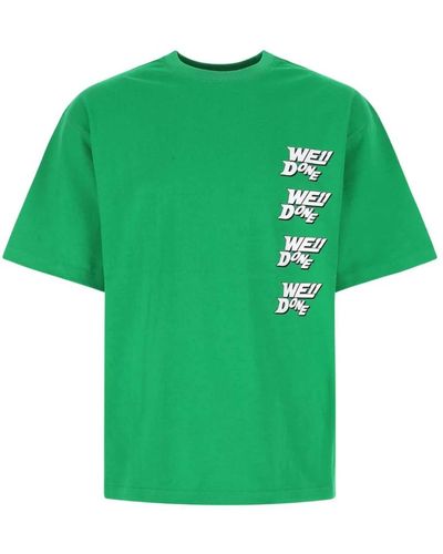we11done Grasgrünes Baumwoll übergroße T-Shirt