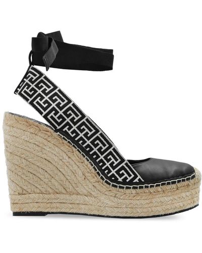 Balmain Alex monogram keil-espadrilles - Braun