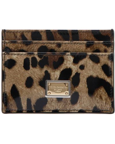 Dolce & Gabbana Porta carte in pelle di vitello a stampa leopardo - Metallizzato