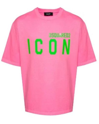 DSquared² Fluoreszierendes es logo-t-shirt - Pink