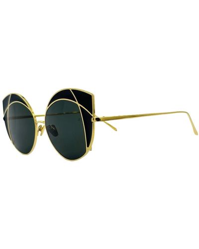 Linda Farrow Butterfly style sonnenbrille in gold und schwarz