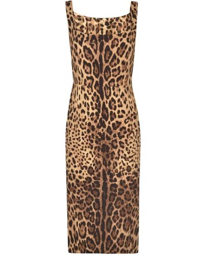 Dolce & Gabbana Stilvolles leopardenmuster kleid - Natur