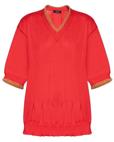 Undercover Roter v-ausschnitt kurzarm-pullover