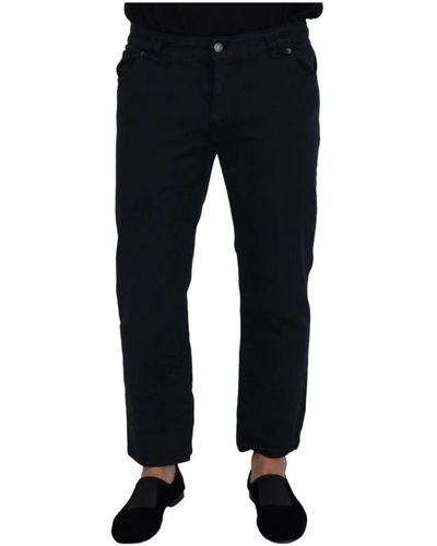 John Galliano Jeans casual in denim nero con fibbia posteriore in cotone