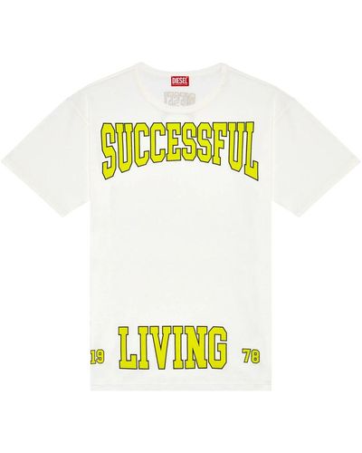 DIESEL T-shirt mit college-logo aus biobaumwolle - Gelb