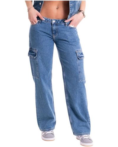 Calvin Klein Jeans baggy cargo a vita bassa per donne - Blu