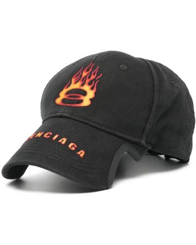 Balenciaga Hüte mit flammenmuster und gesticktem logo - Schwarz