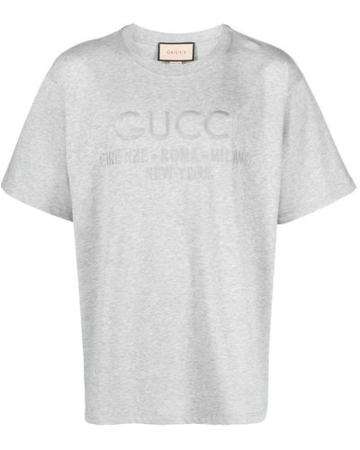 Gucci T-shirt mit besticktem logo - Grau