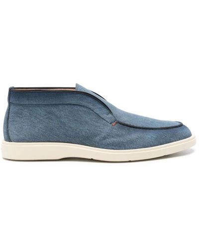 Santoni Denim print slip-on scarpe - Blu