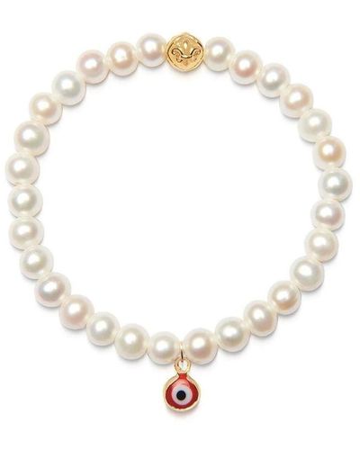 Nialaya Armband mit Perlen und böser Augenzauber - Mettallic