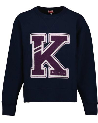 KENZO Varsity sweatshirt oversize logo stickerei - Blau