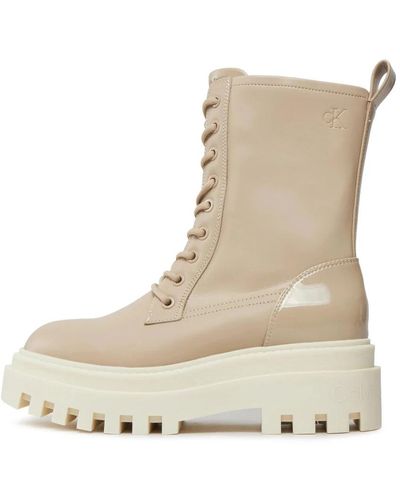 Calvin Klein Lace-Up Boots - Natural