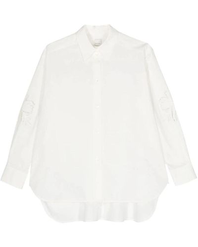 Paul Smith Camisa blanca de algodón con detalles de broderie anglaise - Blanco