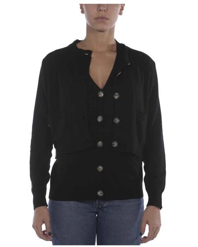 Manila Grace Maglione cardigan sovrapposto nero