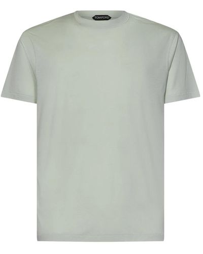 Tom Ford Grünes crewneck t-shirt mit logo-stickerei