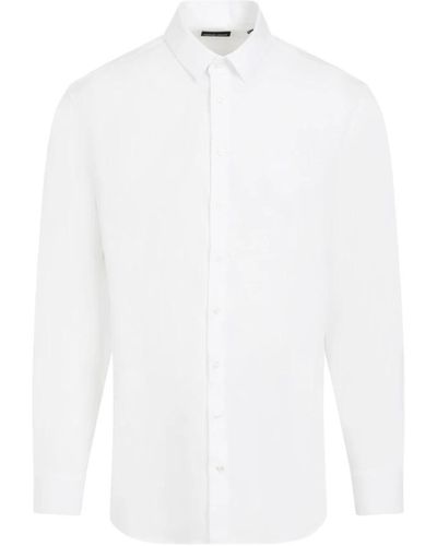 Giorgio Armani Weißes leinenhemd klassischer stil