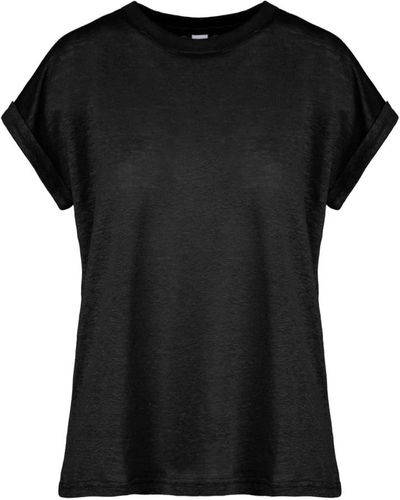 Bomboogie Camiseta de jersey de lino slub - Negro