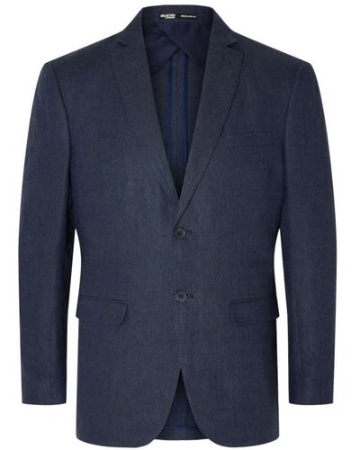 SELECTED Blazer in lino blu per uomo